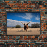 Longhorn cow canvas print, Texas longhorn art, Longhorn canvas print, Farmhouse decor, Rustic wall art, Longhorn wall decor