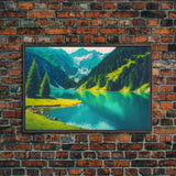 Calm and Serene Landscape Painting, Framed Canvas Print National Park Canvas Art, Framed wall decor, living room wall art, Pine Tree Lake