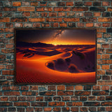Milky Way galaxy visible over a desert night, framed canvas print, unique wall art