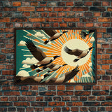 Flock of Geese, art deco style, midcentury style art, framed canvas print
