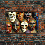 African Traditional Masks Framed Canvas Wall Art | Canvas Print Decor for Home & Office Decoration I Ready To Hang Canvas