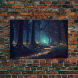 Night In The Forest Woods Path Of Fireflies Fine Art Print, Wall Poster, Wall Art Print, Wall Decor