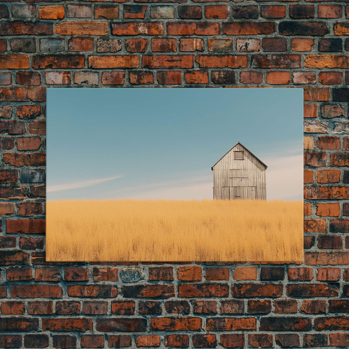 Liminal Spaces, Rustic Farmhouse Wall Decor, Teal Gray Barn Landscape Art Print or Canvas, Country Living Room Wall Decor, Liminal Art