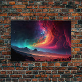 Colorful Galaxy Full of Stars, Framed Canvas Print, Unique Wall Art, Large Format Art, Retro Synthwave Style Space Art