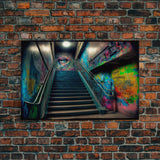 Graffiti Art, framed canvas print, Dystopian Neopunk Decor
