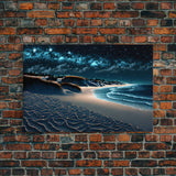 Painting Of a Beach at Night, Canvas Print, Framed Canvas Art, Starry Night Sky, Beach House Art, Large Living Room Art