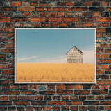 Liminal Spaces, Rustic Farmhouse Wall Decor, Teal Gray Barn Landscape Art Print or Canvas, Country Living Room Wall Decor, Liminal Art