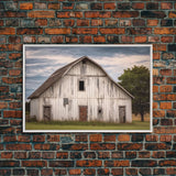 Rustic Farmhouse Wall Decor, White Barn Landscape Print, Farmhouse Living Room Decor, Farmhouse Kitchen Decor, Original Art, Old Barn Photo