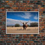 Longhorn cow canvas print, Texas longhorn art, Longhorn canvas print, Farmhouse decor, Rustic wall art, Longhorn wall decor