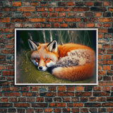 Sleeping fox Framed Canvas Wall Art, Canvas Print Decor for Home & Office Decoration Canvas Ready to Hang