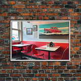 Odd Diner Art, Psychedelic Dream Art, Framed Canvas Print, Painting in a Painting