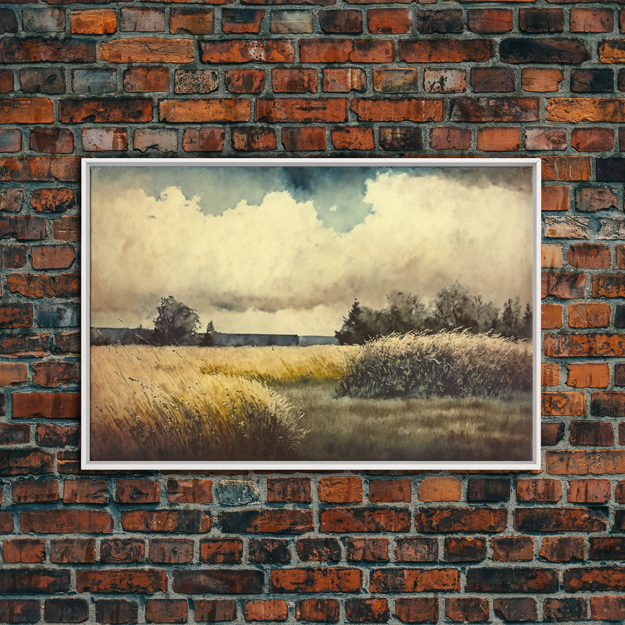 Subdued Watercolor Wall Art, Framed Canvas Print, Muted Moody Minimalist Boho Style Wall Art, Guest Room, Above Bed Art, Above Sofa Wall Art