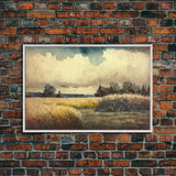 Subdued Watercolor Wall Art, Framed Canvas Print, Muted Moody Minimalist Boho Style Wall Art, Guest Room, Above Bed Art, Above Sofa Wall Art