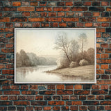Farmhouse Wall Art, Retro / Vintage Style Landscape, Framed Canvas Print, Boho Style Minimalist Art, Framed Wall Art