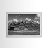 Old Barn Wall Art, Framed Canvas Print or Metal Art, Rustic Homestead Framed Canvas Art, Vintage Old Barn Black and White Wall Art
