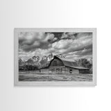 Old Barn Wall Art, Framed Canvas Print or Metal Art, Rustic Homestead Framed Canvas Art, Vintage Old Barn Black and White Wall Art