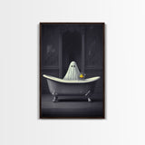 Ghost Bathroom Canvas, Dark Romantic Ghost Standing in Bathroom Creepy,  Ghost in the Bath tub Wall Art Halloween Canvas, Funny Halloween