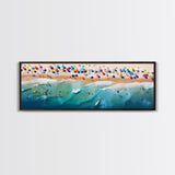 Bird's Eye View Of The Beach, Framed Canvas Print, Beach Seascape Oil Painting Print, Pebble Beach, Myrtle Beach Art, Charleston Art