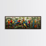 Birds Of Paradise, Parrot Print, Tropical Art, Framed Canvas Print, Beautiful Above Sofa Wall Art, Guest Room Decor