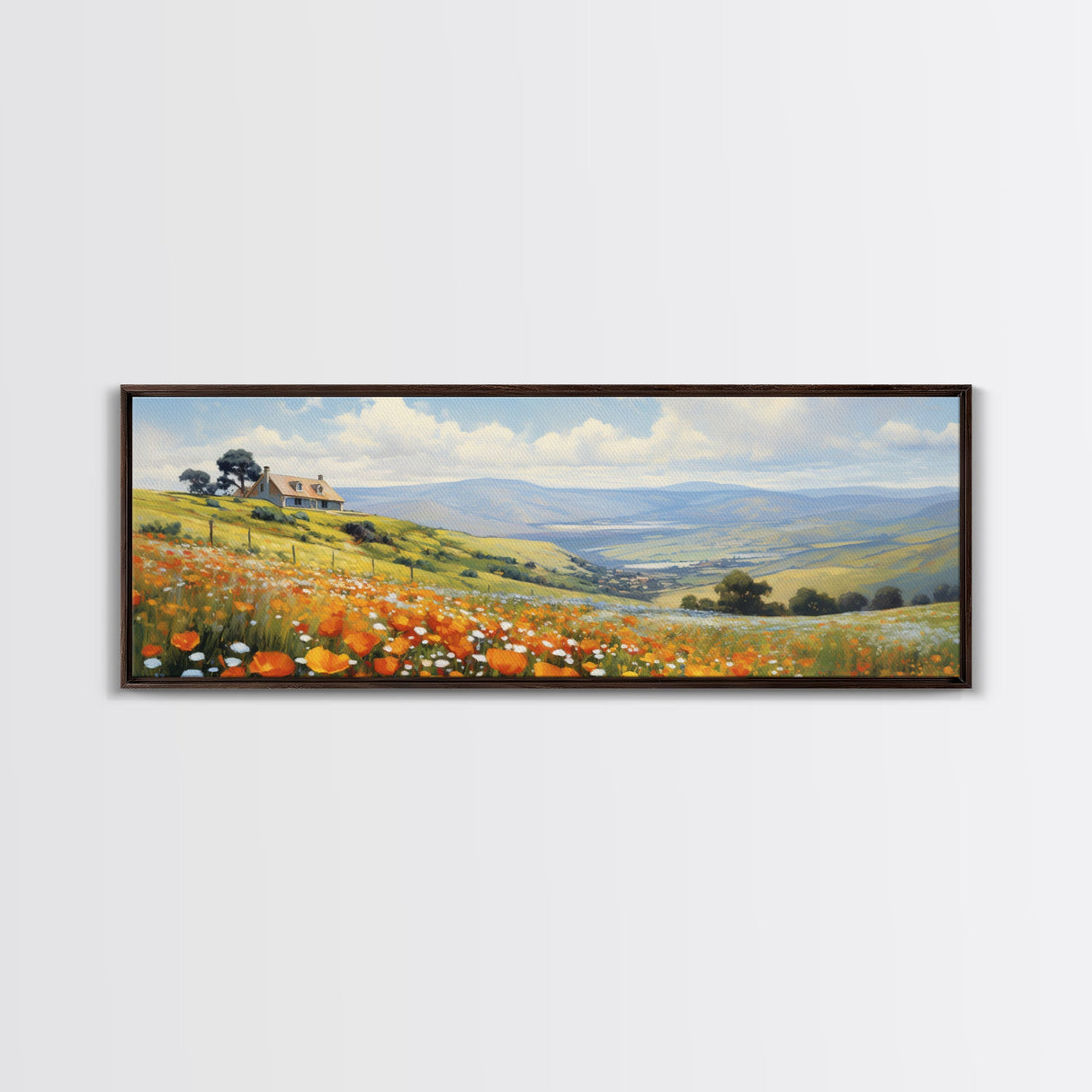 Springtime Panoramic Print - Texas Hill Country In The Spring - Framed Canvas Print - Beautiful Living Room Decor - Country Art - Farmhouse