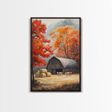 Fall Decor, Barn Amongst The Falling Leaves, Farmhouse Decor, Fall Art, Autumn Decor, Thanksgiving Seasonal Wall Art