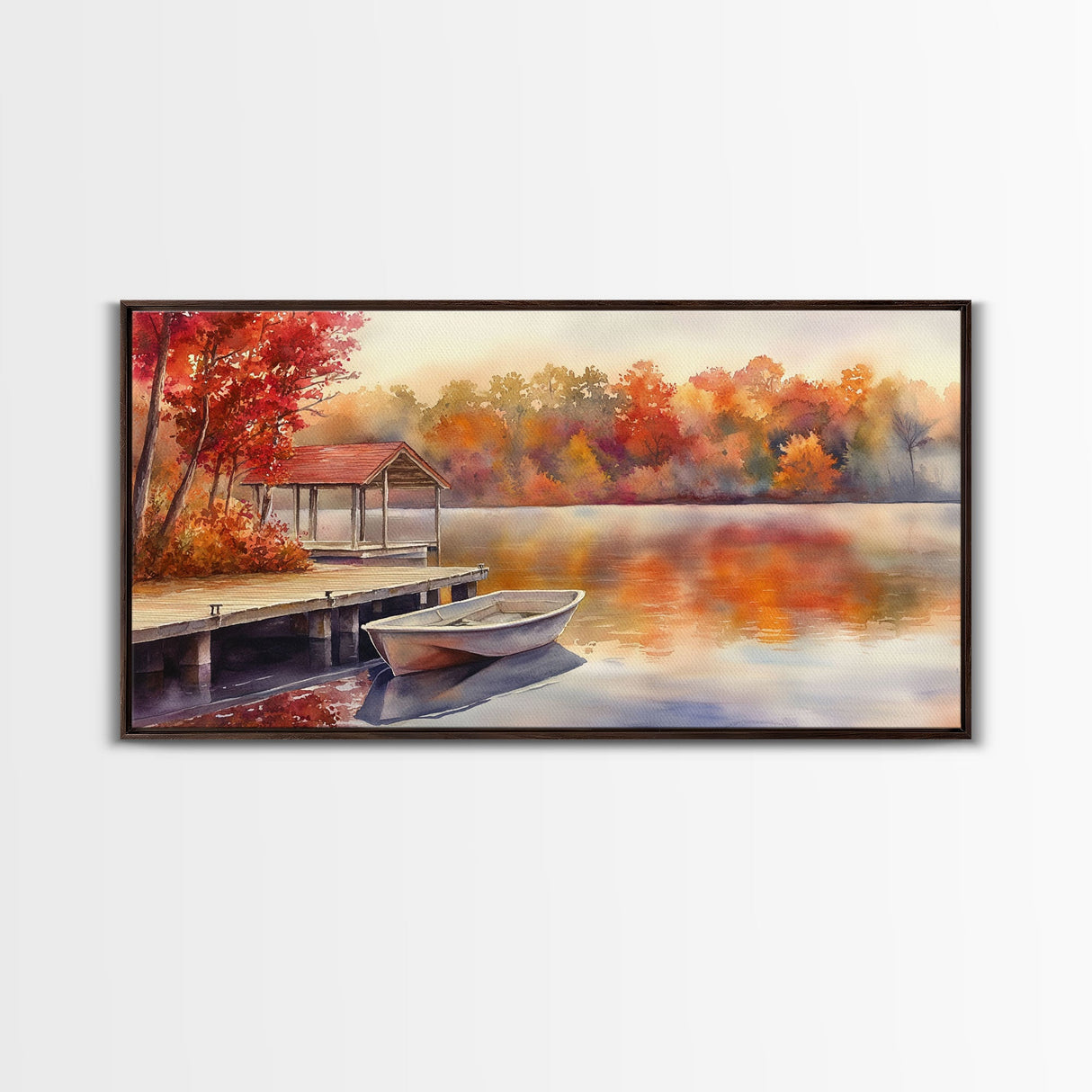 Autumn's Reflections - holiday decor, watercolor Christmas, Christmas wall art, winter wall art, holiday art gift