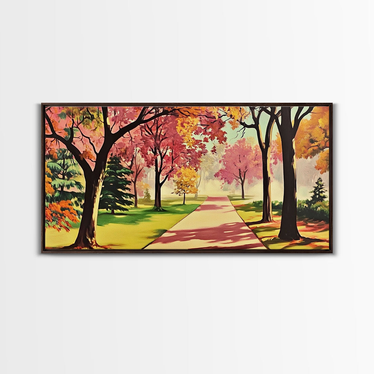 Colorful Autumn Path Canvas Print, Fall Park Scene Wall Art, Modern Farmhouse Autumn Decor, Holiday Art, Best Seasonal Gift Idea