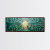 Boho Sunburst Canvas Print, Retro Vibes, Eclectic Wall Art, Large and Wide Horizontal Panoramic Framed Canvas, Minimalist Above Bed Decor