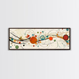 Retro Atomic Age Inspired Abstract Art, Framed Canvas Print, Solar System in Abstract, Mid-century modern Inspired Vintage Art