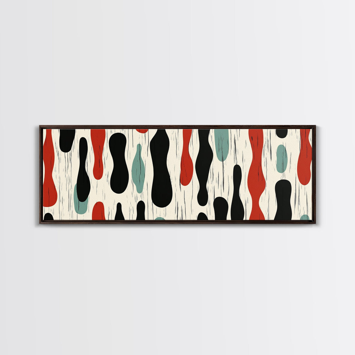 Mid Century Modern Wall Art Framed Canvas - Rain Drops - Panoramic Modern Wall Art Print - Above Bed or Above Sofa Wall Art, Modern Art