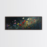 Wildflowers At Midnight Framed Canvas Print, Moody Decor, Boho Minimalist Wall Art, Modern Art, Floral or Botanical Wall Art