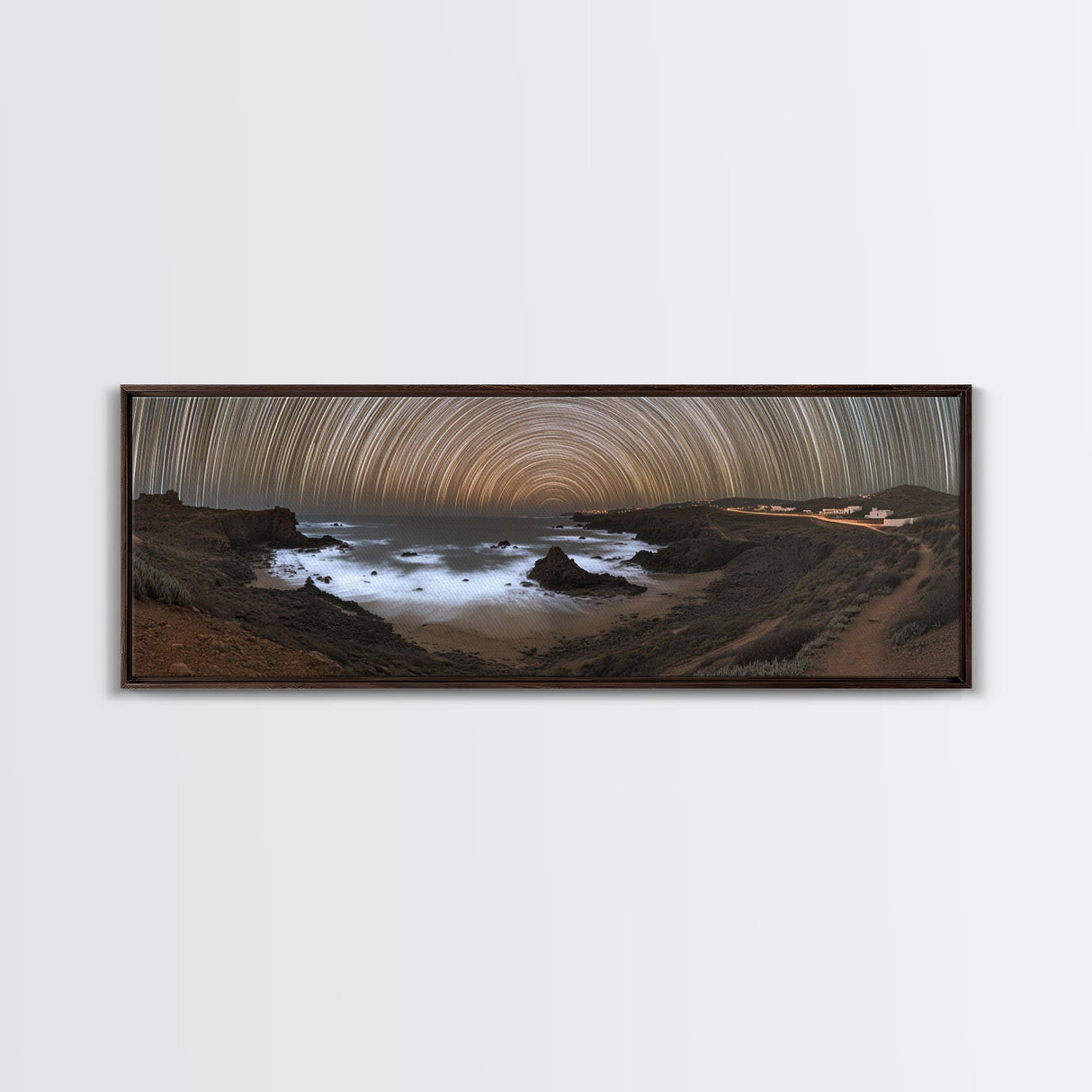 Starry Night Time Lapse Photography Style Print, Panoramic Wall Art, Unique Home Decor, Tilt Of The Earth's Axis
