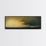 Storm On The Bay Framed Canvas Print, Dark and Moody Home Decor, Dark Art, Wood Framed Abstract Seascape Painting