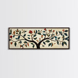 Wabi Sabi Inspired Botanical Print, Panoramic Canvas Art, Boho Style Textile Wall Art Print, Above Bed Or Sofa, Guest Room Decor