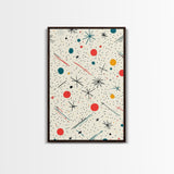Retro MCM Style Pattern Wall Art, Wood Framed Canvas, Canvas Print, Home Decor, Office Or Bedroom Wall Art, Retro Vibes Decor