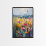 Small Wild Flower Painting Print, Wood Framed Canvas, Botanical Wall Art, Extra Large Art, Oversized Home Decor, Gallery Wall Decor, Wildflower Art