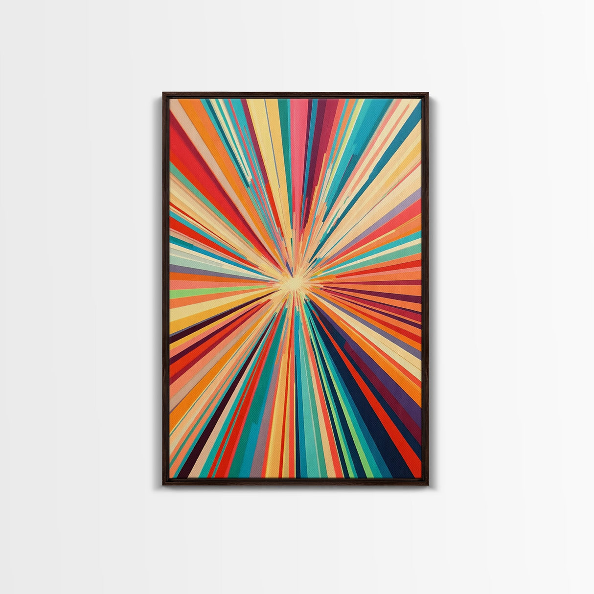 Mid Century Modern Colorful Bohemian Art Print, Wood Framed Wall Art, MCM Style Home Decor, Vertical Narrow Wall Art, Tall Skinny Art
