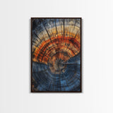 Nordic Style Tree Rings Canvas Print, Modern Farmhouse Rustic Decor, Wood Framed Art, Original Art On Canvas Wood Rings Wall Art Print