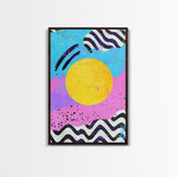 Pink and Turquoise Sunset, Preppy Wall Art, Framed Canvas Print, Feminine Dorm Room Preppy Wall Art, Apartment Decor