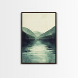 Emerald Green Landscape Painting Print, Wood Framed Canvas Art, Jade Green, Soothing Home Decor, Bed Room Wall Art