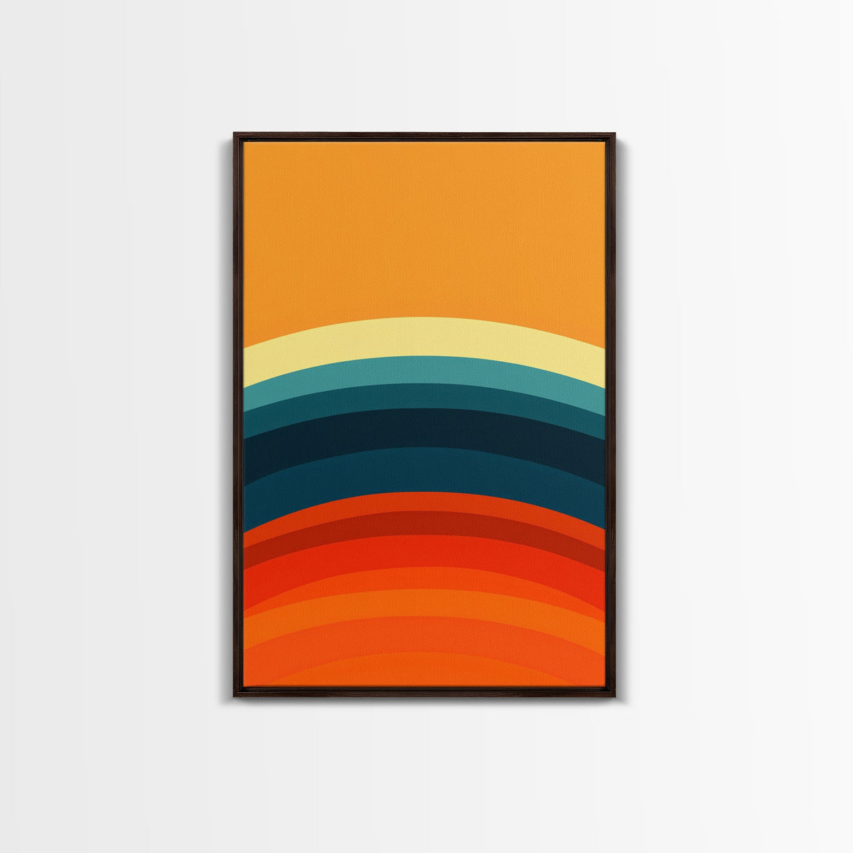 Shades Of The Sun Gradient Painting Print, Wood Framed Canvas, Minimalist Wall Art, Art Deco Inspired Living Room Decor