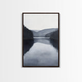 Moody Decor, Grey Scale Charcoal Sketch Print, Framed Canvas Print, Black and White Landscape Painting Print