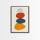 Watercolor Print Of A Cairn, Rock Stack Canvas Print, Mid Century Modern Art, Cairn Art, White Background Boho Living Room Decor