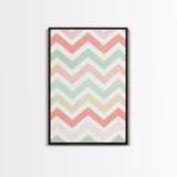 Chevron Zig Zag Pastel Wall Art, Geometric Wood Framed Wall Art, Decorative Wall Accent, Mosaic Wall Decor, Boho Art