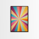 Quill Grey, Saffro Yellow, Rouge and Turquoise Mid Century Modern Wall Art, Star Burst Light Speed Tunnel, Boho Abstract Home Decor