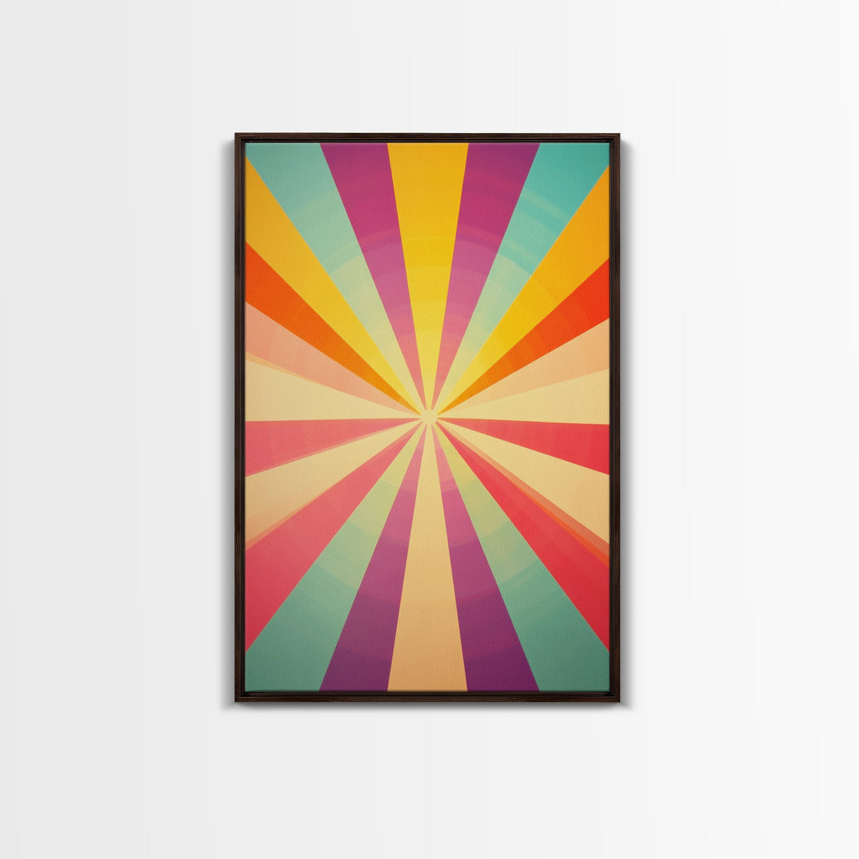 Sea Green, Rouge,Yellow Orange and Sea Green Abstract Art, Framed Canvas Print, Mid-Century Modern Wall Art, Boho Minimalist