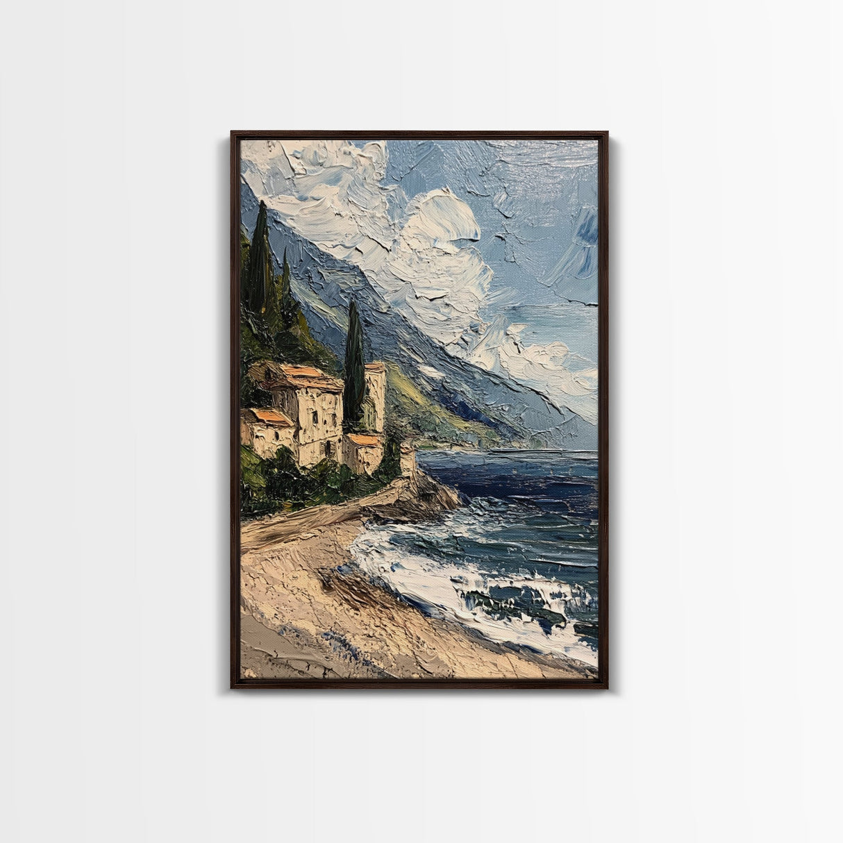 Italy Wall Art - Modern Minimalist Home Decor - Italian Seaside Seascape Print - Impasto Style Print - Home Decor