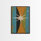 Atomic Age 1950s Style Retro Starburst, Pastel Colors, Canvas Print, MCM Wall Art Home Decor