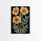 Abstract Floral Botanical Framed Canvas Wall Art, Abstract Botanical Print Minimalist Modern Art Boho Wall Decor Living Room Wall Art