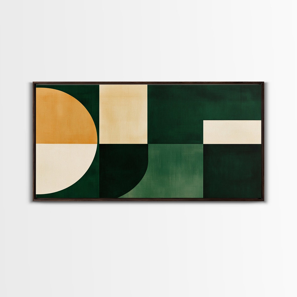 Geometric Patterns Mid-Century Modern Abstract Wall Art Canvas Print, Beautiful Emerald Green Wall Art